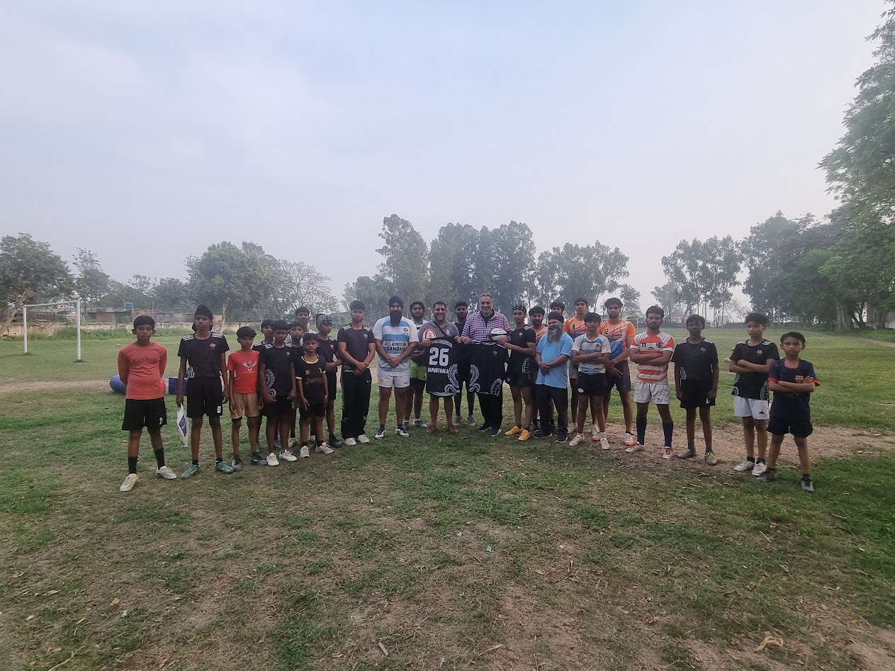 BIRD founders Mick Johal and Jaswant Chatha receiving a warm welcome from Kapurthala Cheetahs and coach Harjap Sandhu during their first visit to Punjab, where the journey began.